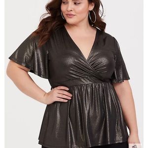Black Metallic Torrid Top NWOT
